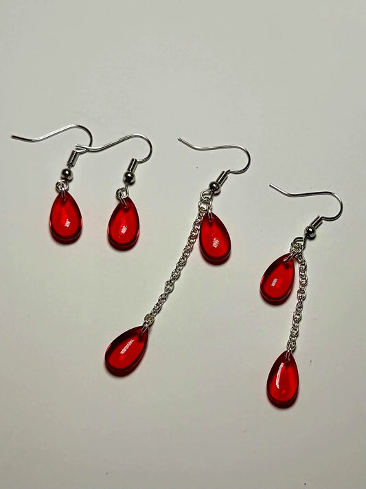 Blood Drop Bead Earrings <3