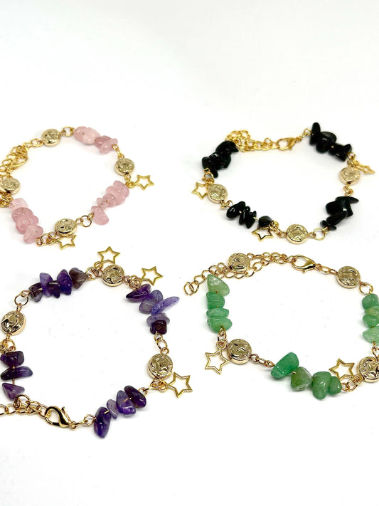Gold Crystal Chip Bracelet <3