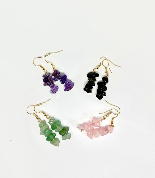 Gold Crystal Chip Earrings